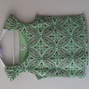 Cleo Sleeveless top.  Large.  Multi coloured green and tan
